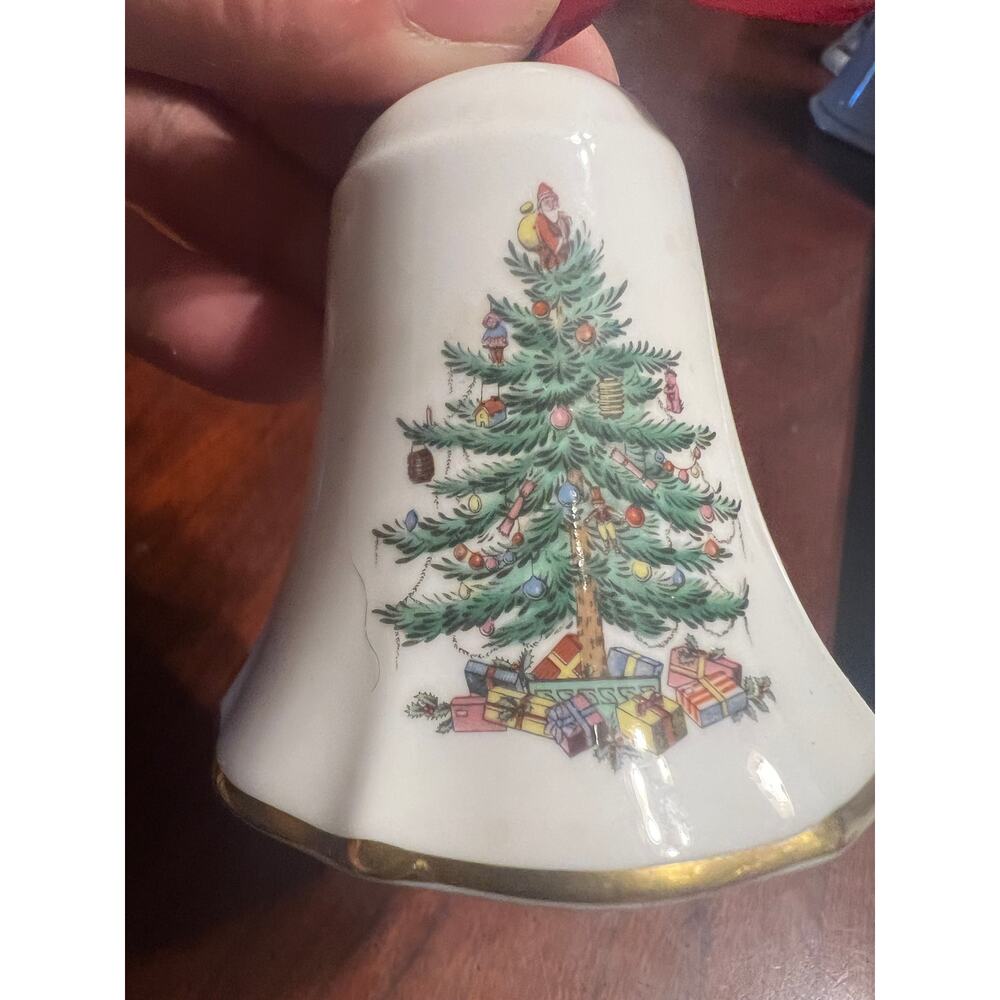 Vtg Spode 6th of Series Fine Bone China Christmas Bell Tree & Merry Christmas